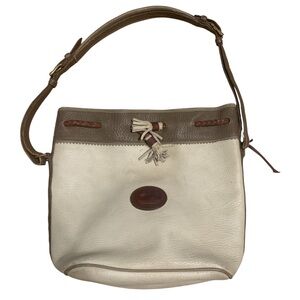 Vtg Dooney & Bourke Cream Bucket Leather Bag